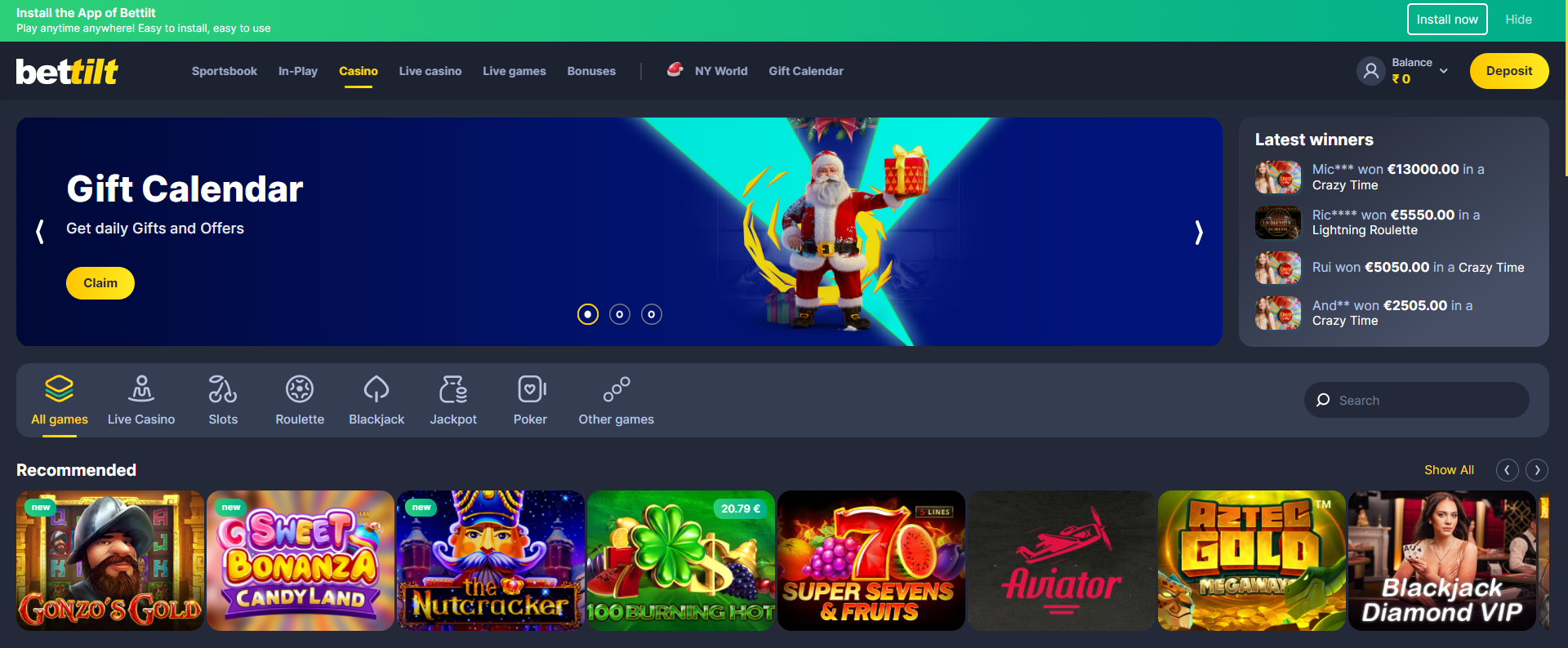 Bettilt Casino Homepage