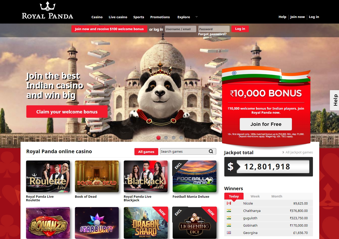 Royal Panda Casino India Review