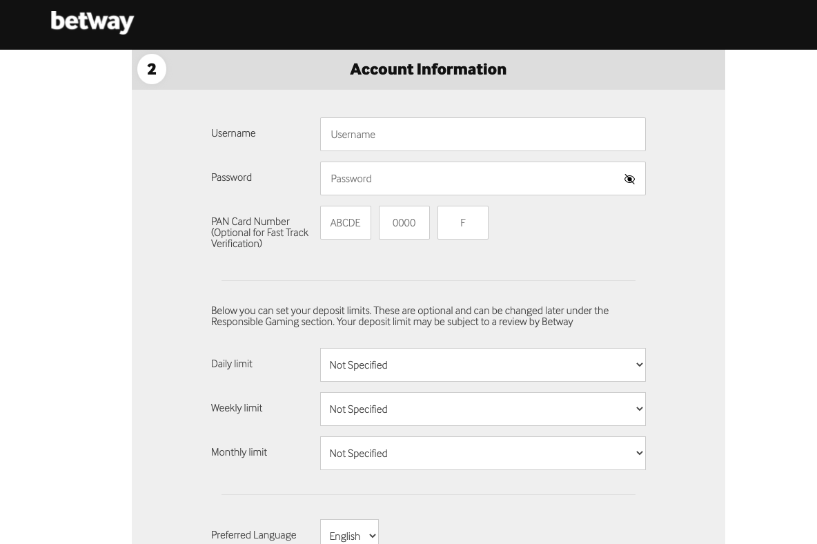 Betway Casino Registration 3