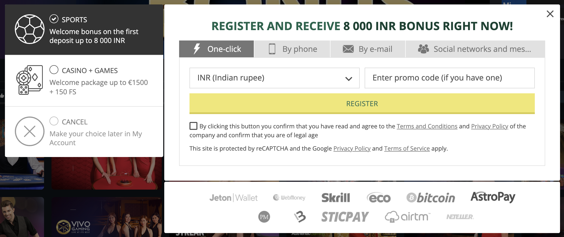 Betwinner registration