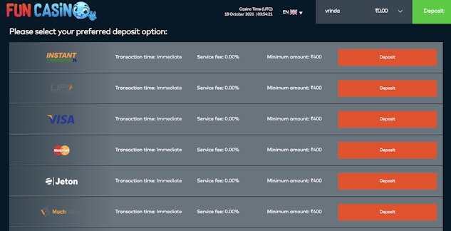 Fun casino deposit methods