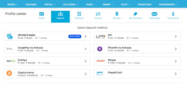 Fun88 deposit methods