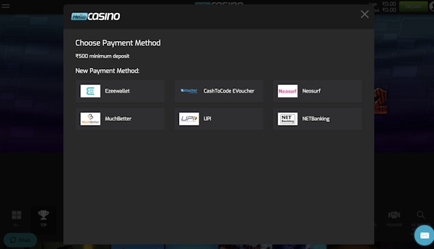 Hello casino deposit methods