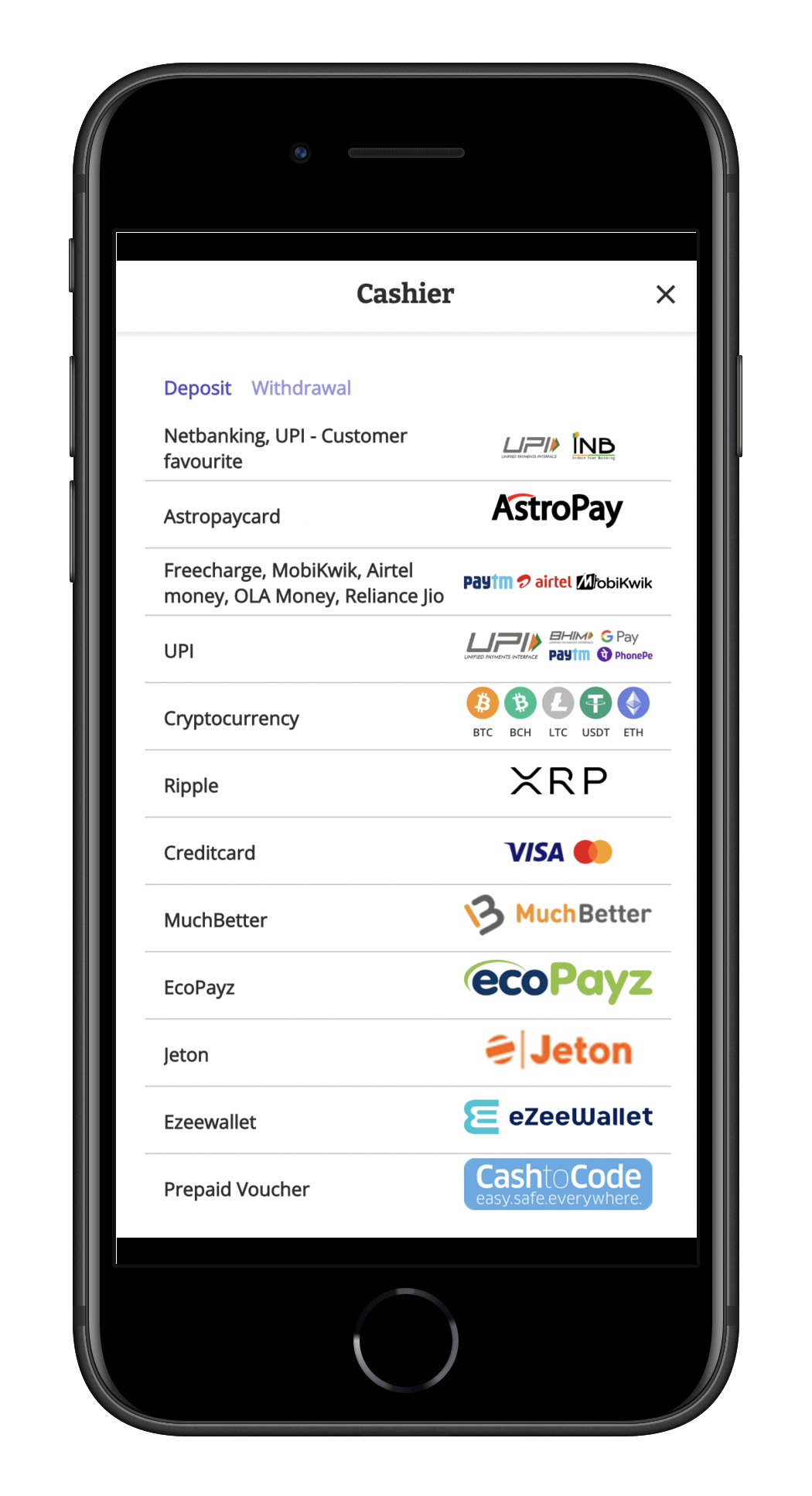 Lucky spins deposit options