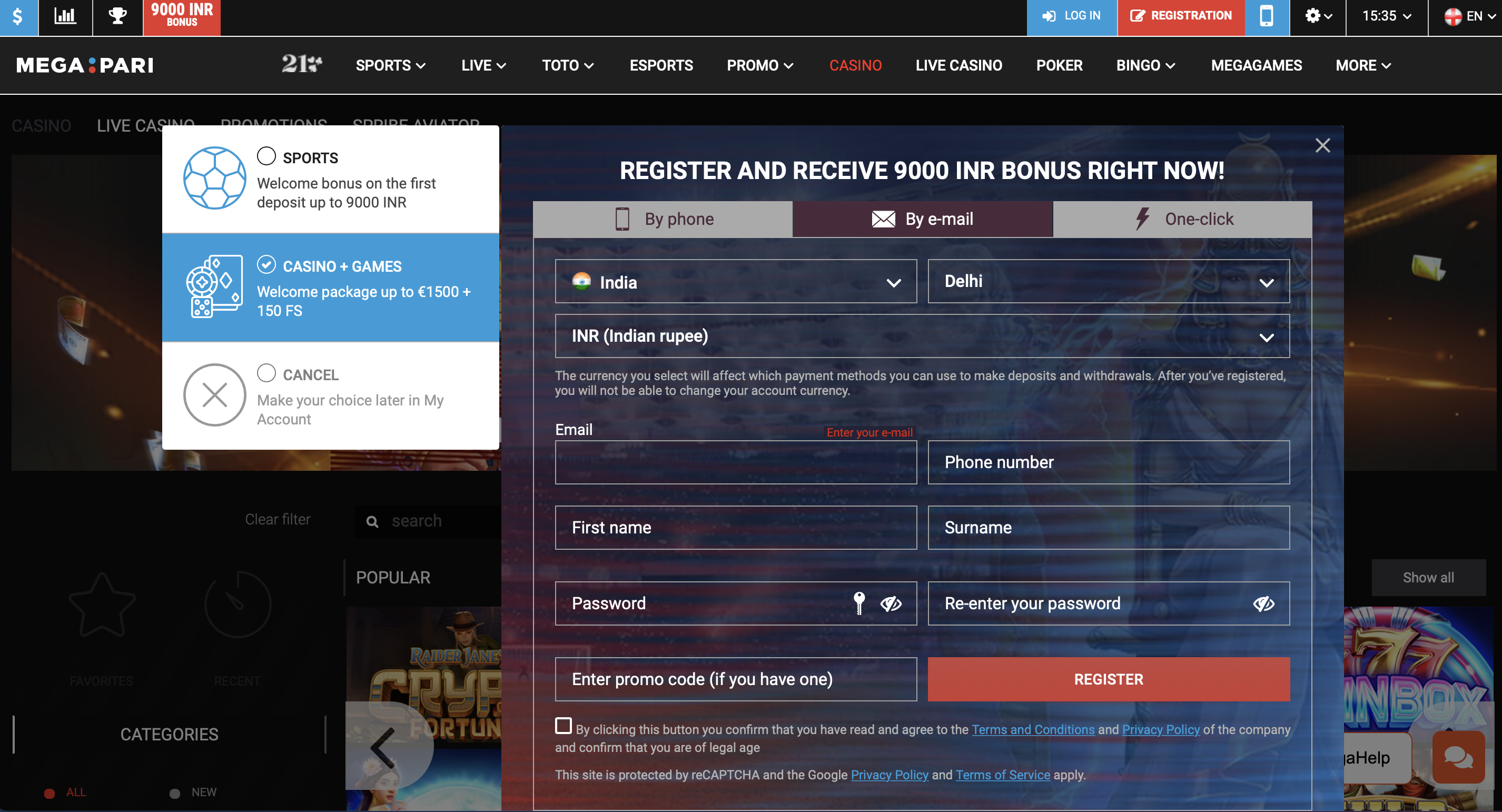 Megapari registration