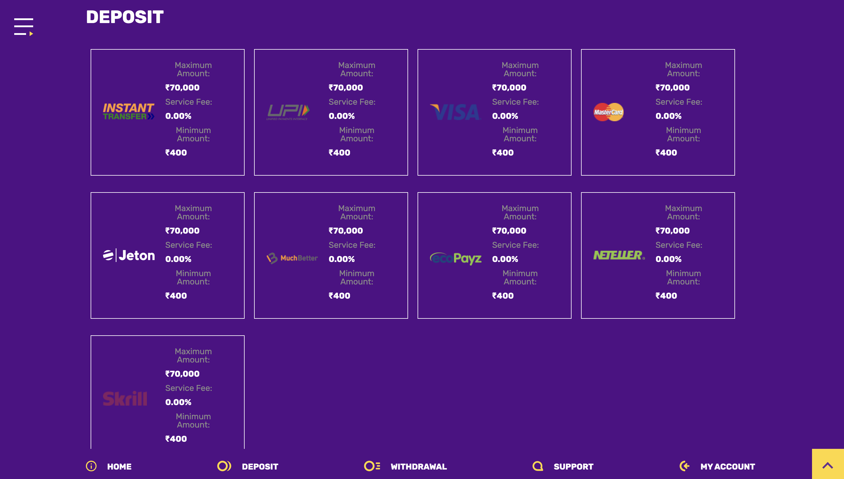 Yako deposit methods